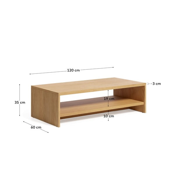 Konferenčný stolík v dekore duba v prírodnej farbe 60x120 cm Abilen – Kave Home-image-3