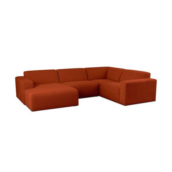 Rohová pohovka z textílie buklé v tehlovej farbe (do "U") Roxy – Scandic-image-1