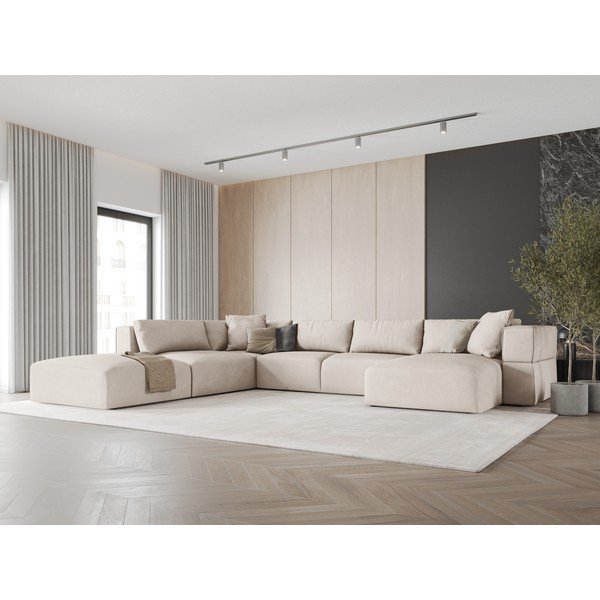 Béžová rohová pohovka do "U", ľavý roh Esther - Milo Casa-image-1