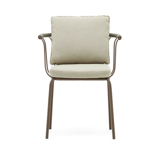 Zelená/béžová kovová záhradná stolička Salguer - Kave Home-image-2