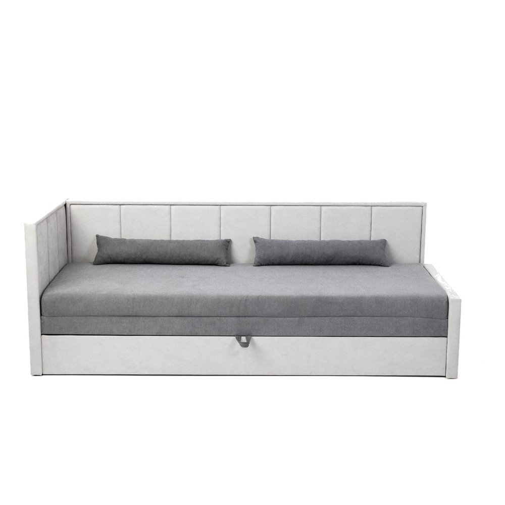 E-shop Sivá ženilková rozkladacia/s úložným priestorom pohovka 214 cm Fulgeo – ELTAP