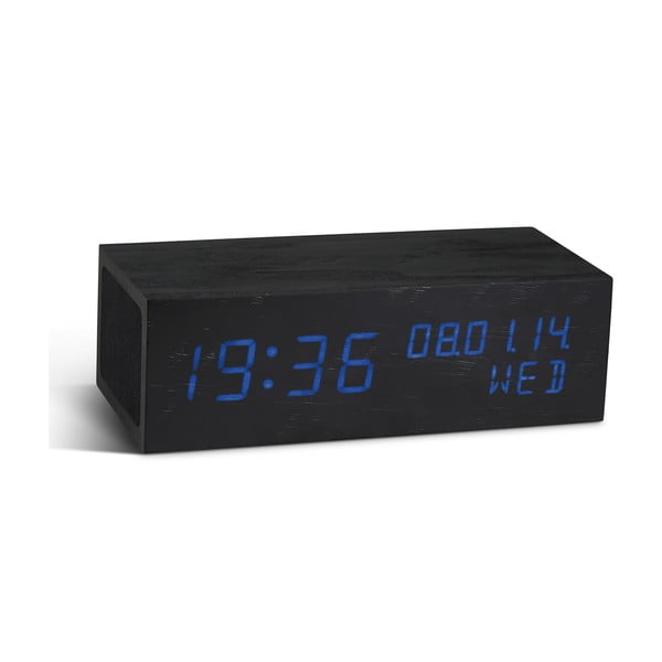 Reproduktor Click Clock s modrým LED budíkom, čierny