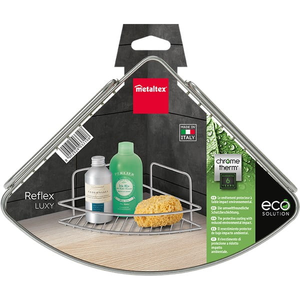 Oceľová kúpeľňová polička v lesklo striebornej farbe Luxy – Metaltex-image-2