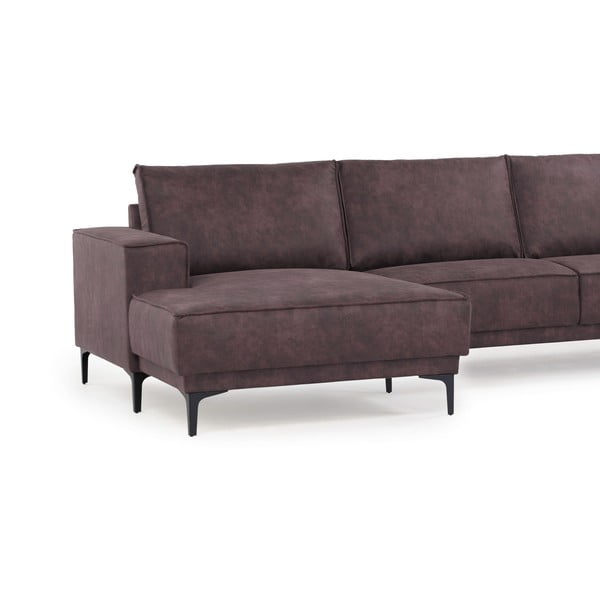 Tmavohnedá rohová pohovka z imitácie kože (ľavý roh) Copenhagen – Scandic-image-4