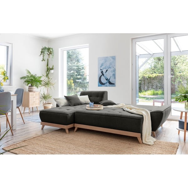 Tmavosivá rozkladacia variabilná rohová pohovka Miuform Dazzling Daisy-image-4