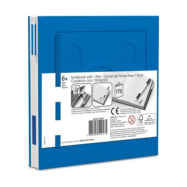 Modrý štvorcový zápisník s gélovým perom LEGO®, 15,9 x 15,9 cm-image-2