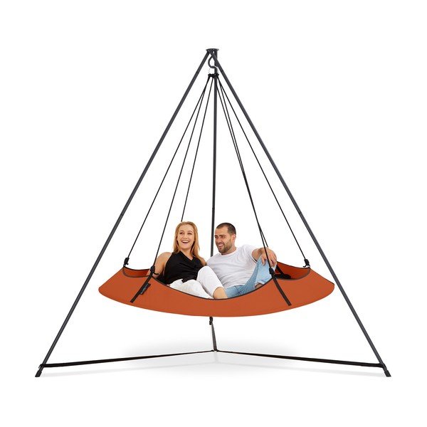 Oranžová záhradná hojdačka so stojanom - Hangout Pod-image-2