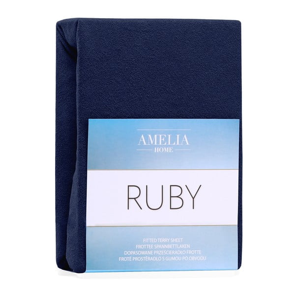 Tmavomodrá napínacia froté plachta 240x220 cm Ruby – Restilo-image-2