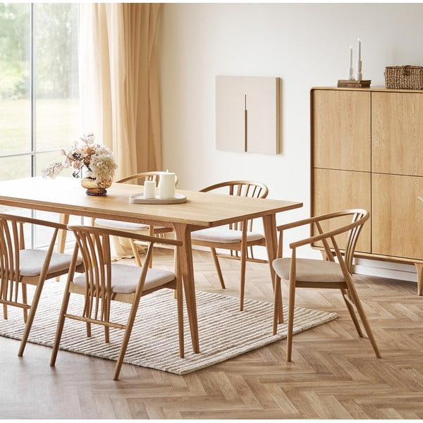 Jedálenská stolička s podrúčkami z dubového dreva v prírodnej farbe Agustin – House Nordic-image-2