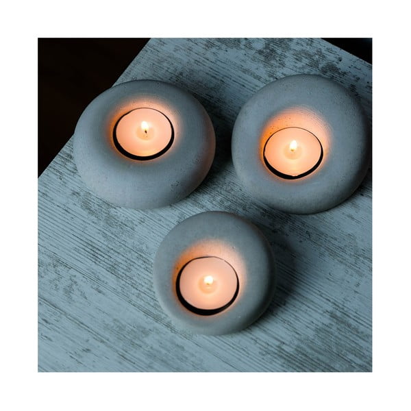 Betónové svietniky v súprave 3 ks Donut – Mioli Decor-image-3