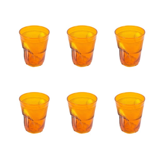 Sada 6 oranžových pohárov Kaleidos, 340 ml