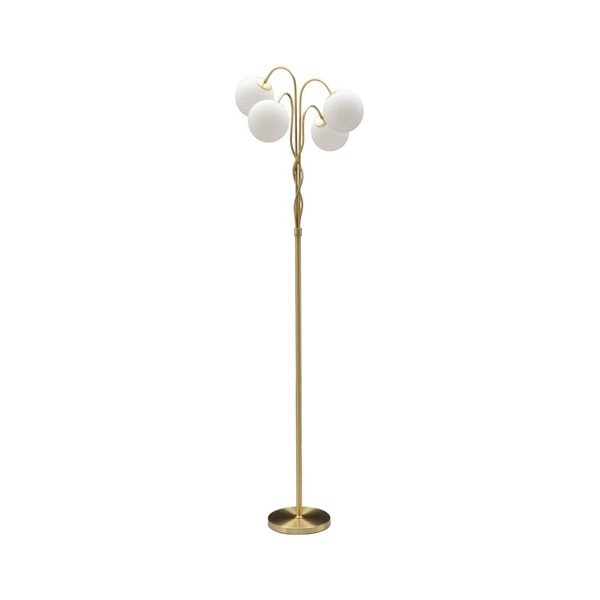 Biela/v zlatej farbe stojacia lampa so skleneným tienidlom (výška  176 cm) Glamy – Mauro Ferretti
