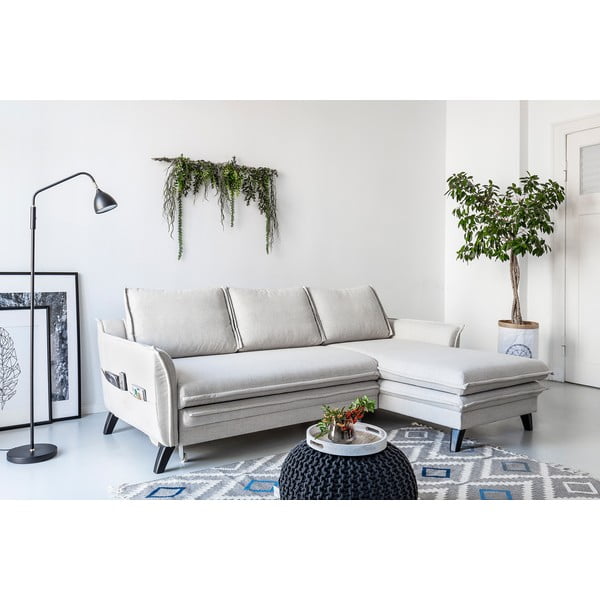 Svetlobéžová rozkladacia rohová pohovka Miuform Charming Charlie, pravý roh-image-3