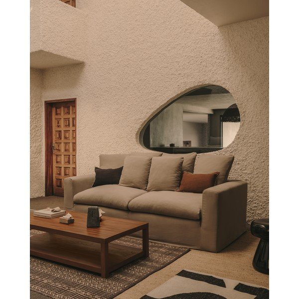 Antracitová ľanová pohovka 240 cm Nora – Kave Home-image-4