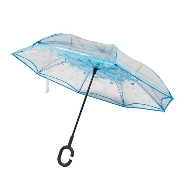 Transparentný dáždnik s modrými detailmi Water Lily, ⌀ 110 cm