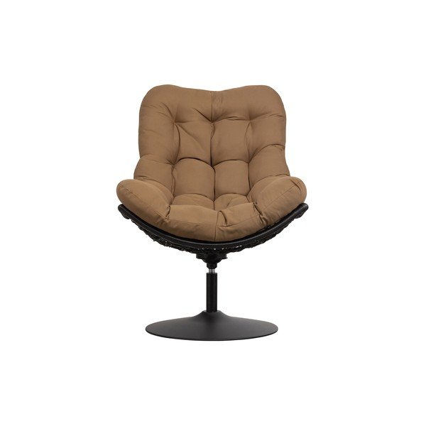 Hnedé otočné záhradné kreslo s ratanovým výpletom WOOOD Vive-image-2