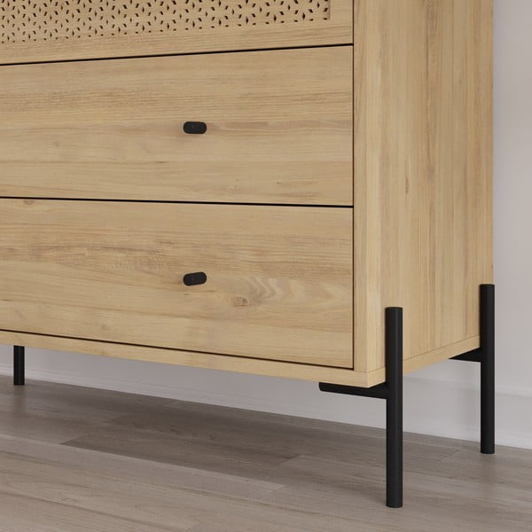 Nízka komoda v dekore duba v prírodnej farbe 90x80 cm Mayra – Marckeric-image-4