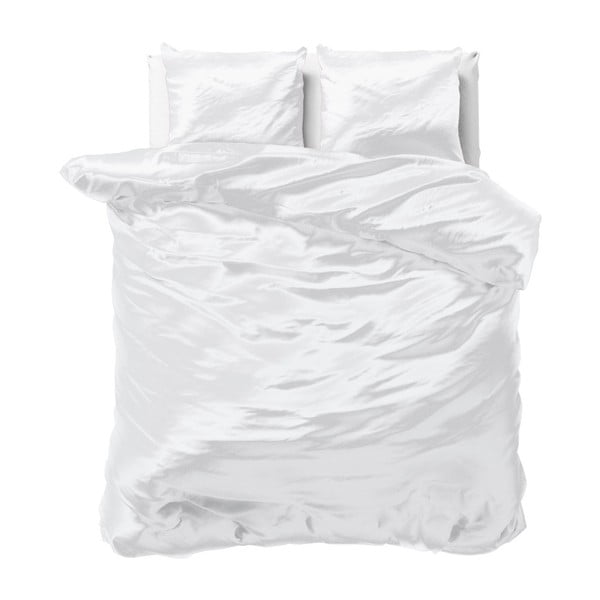 Biele obliečky zo saténového mikroperkálu na dvojlôžko Sleeptime, 200 x 220 cm