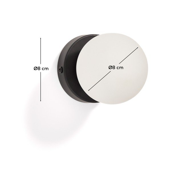 Biele/čierne kovové nástenné svietidlo ø 8 cm Brisia – Kave Home-image-3
