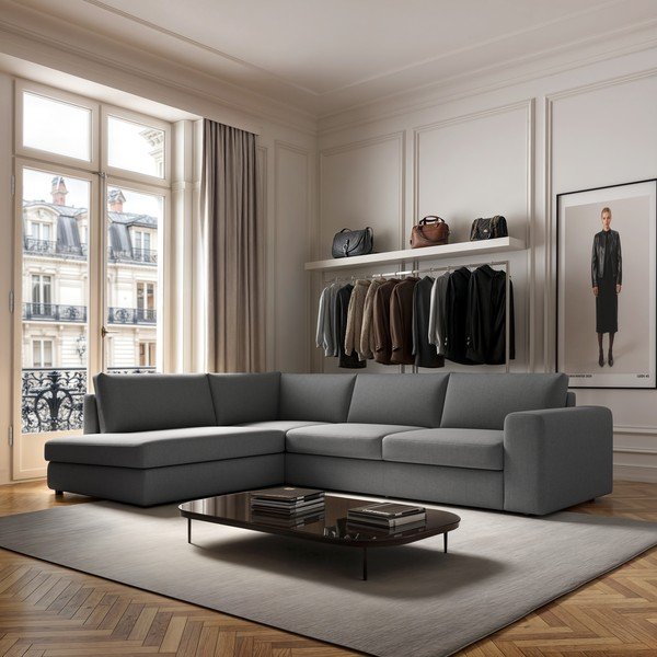 Sivá rohová pohovka (ľavý roh/do L) Baga – Rodier-image-1