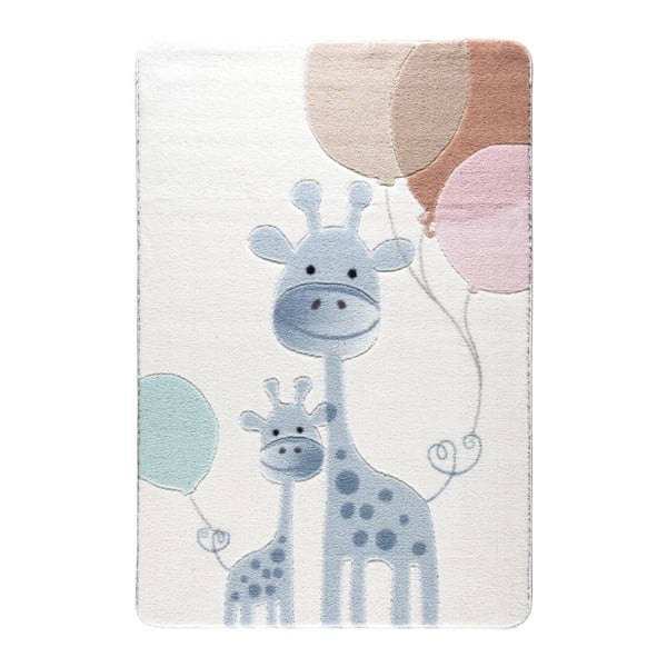 Detský svetlomodrý koberec Confetti Happy Giraffe, 133 x 190 cm