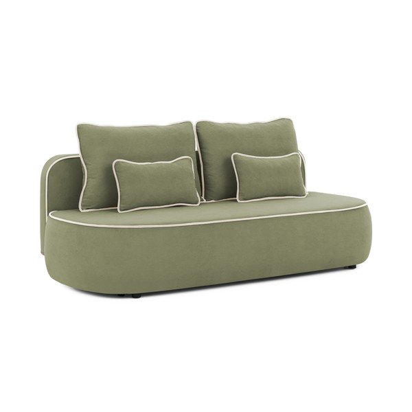 Khaki/béžová zamatová rozkladacia/s úložným priestorom pohovka 210 cm Saga – Ropez
