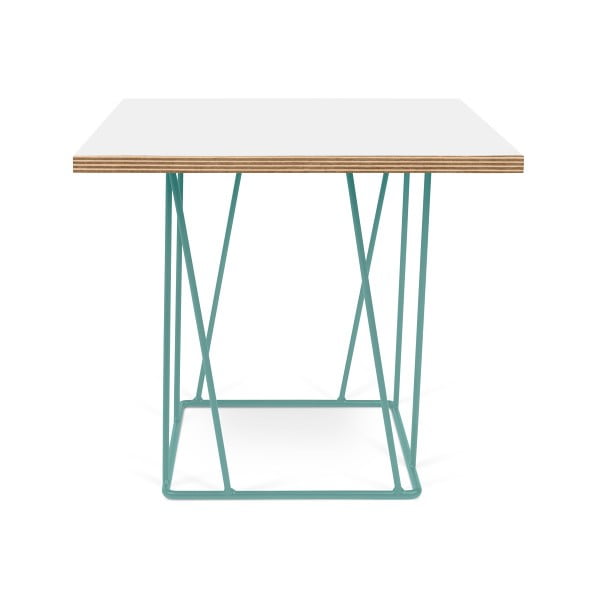 Biely konferenčný stolík so zelenými nohami TemaHome Helix, 50 cm