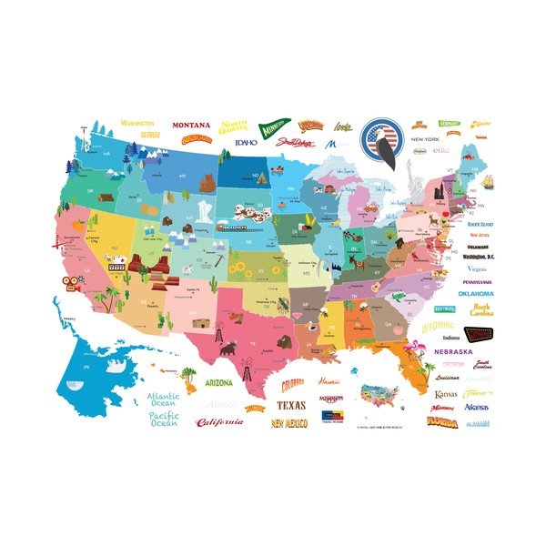 Veľká samolepiaca mapa USA Ambiance, 50 × 70 cm-image-2