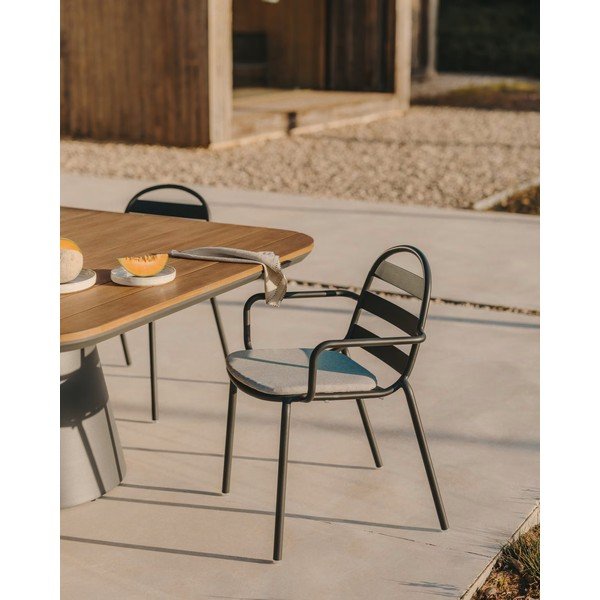 Tmavosivé kovové záhradné stoličky v súprave 4 ks Joncols – Kave Home-image-3