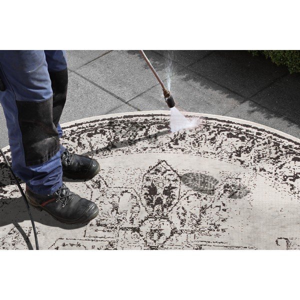 Čierno-krémový vonkajší koberec NORTHRUGS Borbon, ø 140 cm-image-2