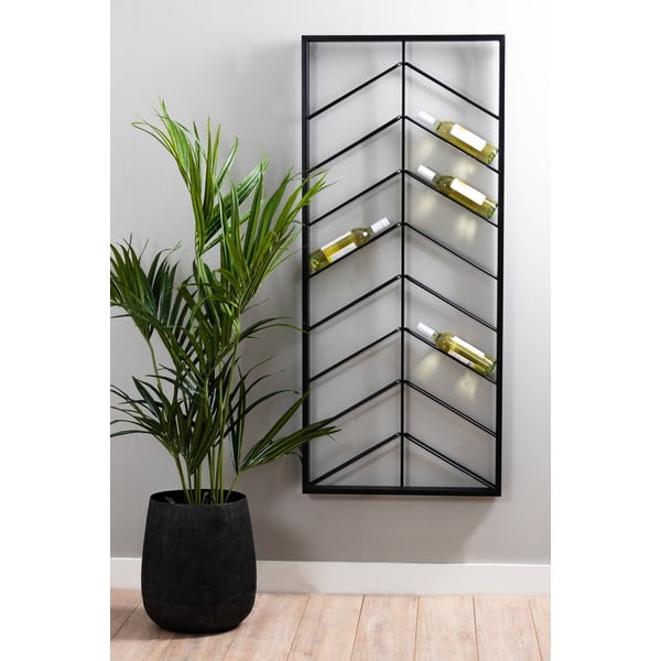 Čierny nástenný kovový regál na víno počet fliaš 16 70x160x6 cm Malbeo – Light & Living-image-1