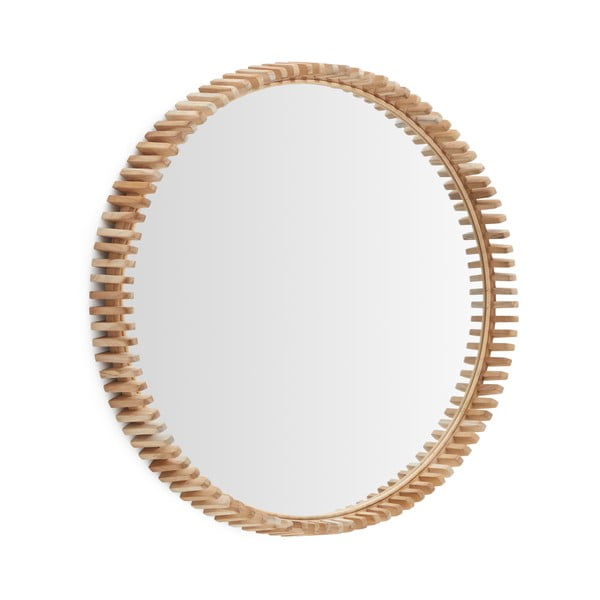 Nástenné zrkadlo s dreveným rámom ø 80 cm Polke – Kave Home