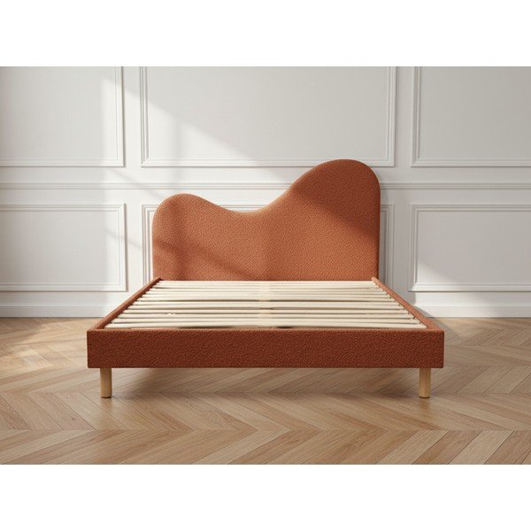 Čalúnená čalúnená dvojlôžková posteľ s roštom 160x200 cm v terakotovej farbe Celina – Bobochic Paris-image-3