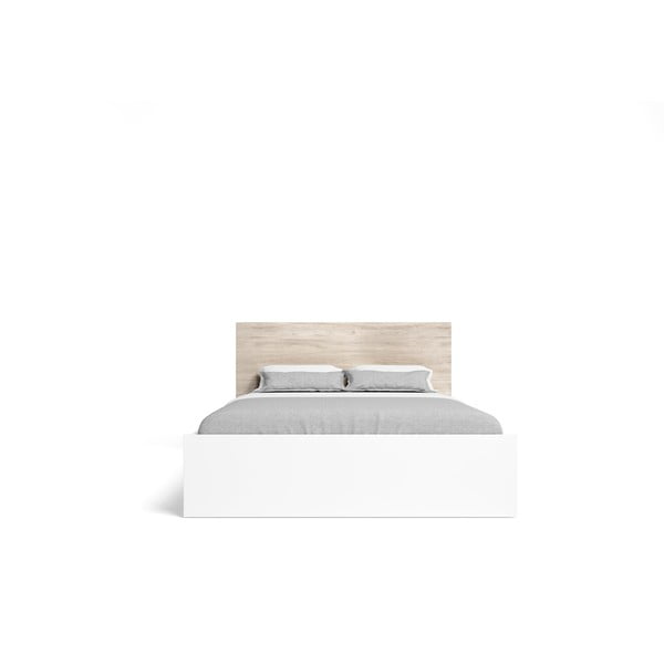 Biela/prírodná dvojlôžková posteľ v dekore duba 160x200 cm Sahara - Marckeric-image-2