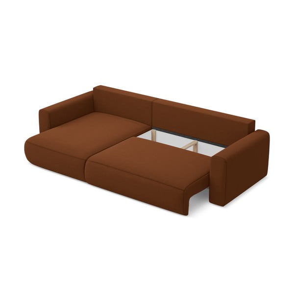 Terakotová zamatová rozkladacia/s úložným priestorom rohová pohovka (ľavý roh/s leňoškou) Kapua – Makamii-image-4