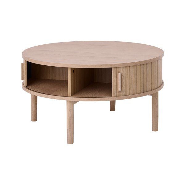 Okrúhly konferenčný stolík v dekore duba v svetlo prírodnej farbe ø 85 cm Meta – Unique Furniture-image-3