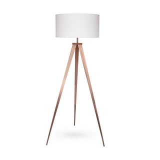Stojacia lampa s medenými kovovými nohami a bielym tienidlom Bonami Essentials Kiki