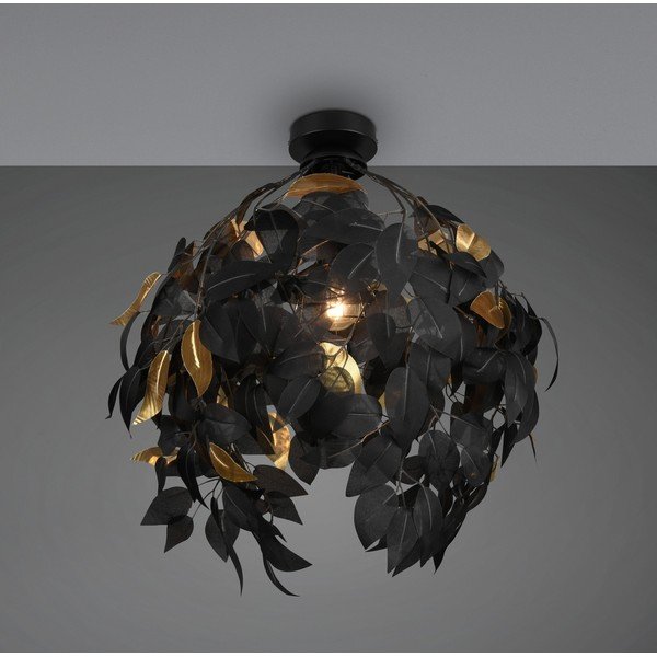 Matne čierne kovové stropné svietidlo s plastovým tienidlom ø 38 cm Leavy – Reality-image-1