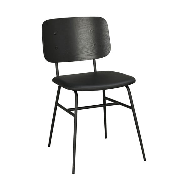 Čierna jedálenská stolička s čiernym mäkkým sedadlom Rowico Brent