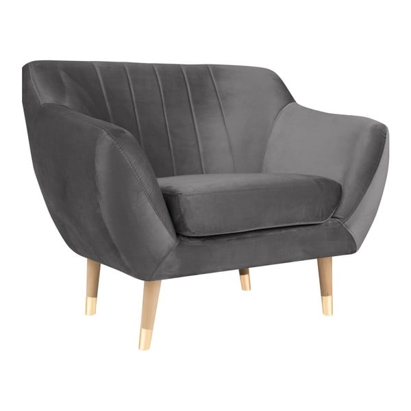 Sivé zamatové kreslo Mazzini Sofas Benito-image-2