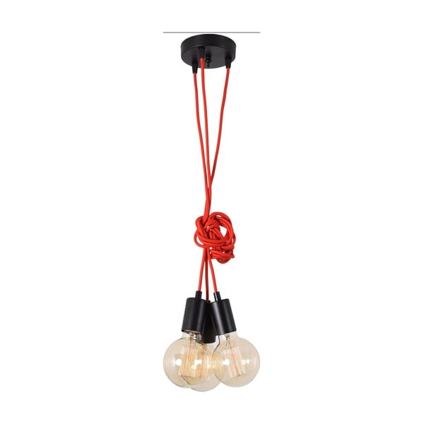 Červené stropné svietidlo s 3 žiarovkami Filament Style Spider Lamp