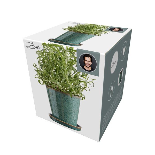 Kameninový obal na kvetináč ø 10 cm Gastro Green/Black – Bitz-image-4