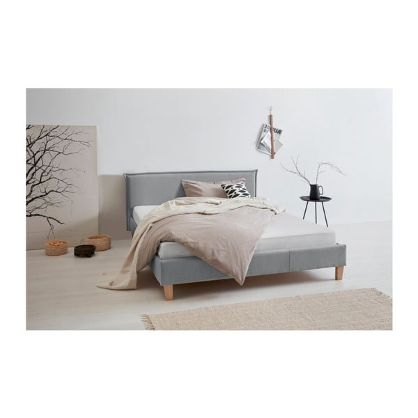 Sivá čalúnená dvojlôžková posteľ s roštom 200x200 cm Tina – Ropez-image-2