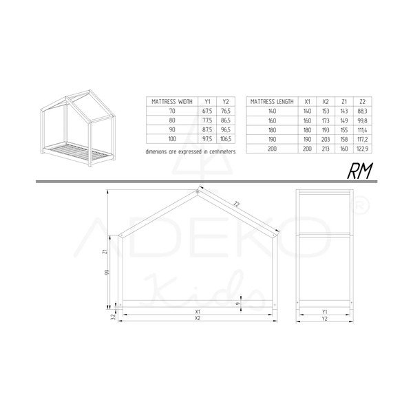 Domčeková detská posteľ s výsuvným lôžkom s úložným priestorom s roštom v prírodnej farbe 120x200 cm RM – Adeko-image-2