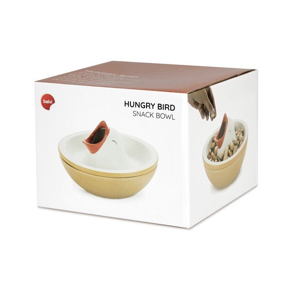 Žltá/biela keramická servírovacia miska 250 ml Hungry Bird – Balvi-image-3