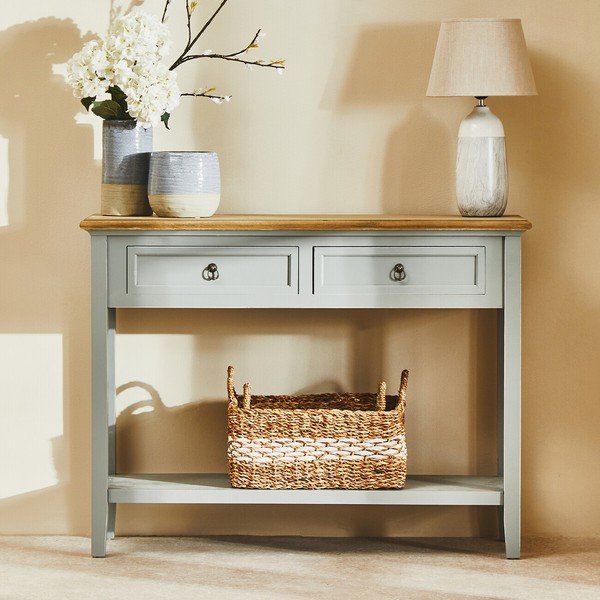 Sivý konzolový stolík z masívu paulownie 34,5x99 cm Henley – Premier Housewares-image-4