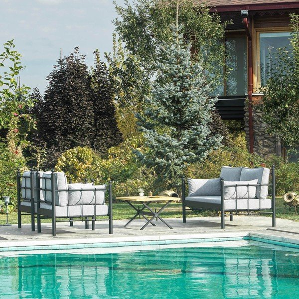 Záhradná lounge súprava v čiernej a svetlosivej farbe pre 4 Lalas – Floriane Garden-image-4