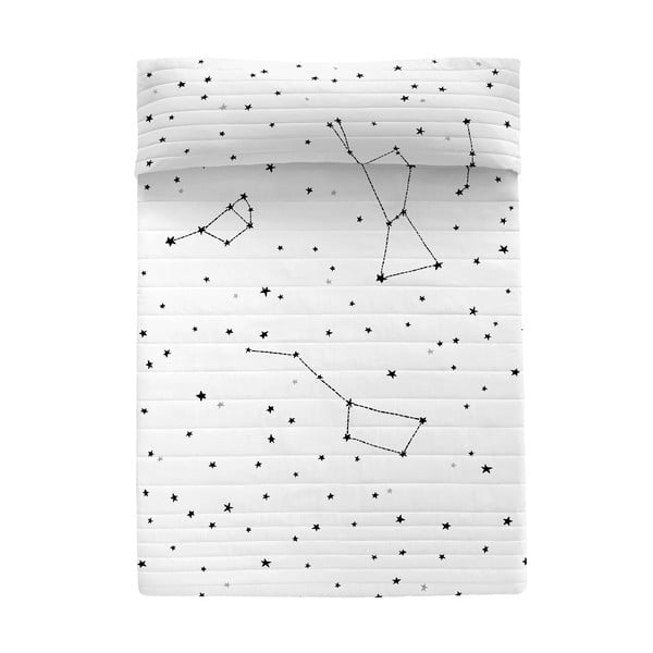 Čierno-biely bavlnený prešívaný pléd 180x260 cm Constellation – Blanc