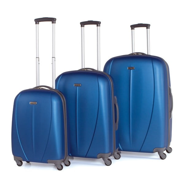 Sada 3 modrých cestovných kufrov na kolieskach Arsamar Wright
