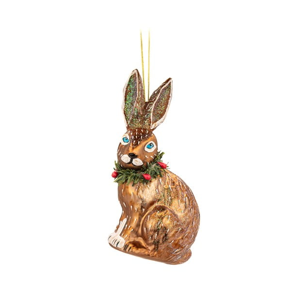 Sklenená ručne vyrobená vianočná ozdoba 12,5 cm Festive Hare – Sass & Belle